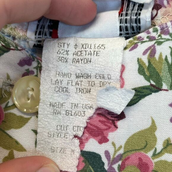 Vintage LA BELLE Dress Girls Medium Floral Short Sleeve Button Front Pleated - Picture 5 of 11